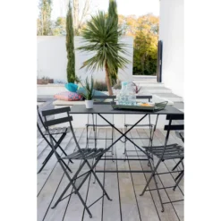 Chaise De Jardin Pliante FERMOB Bistro Métal - Carbone -Fatboy Soldes 010147 chaise de jardin pliante fermob bistro metal carbone