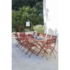 Table De Jardin 8 Personnes FERMOB Cargo 128 X 128 Cm - Ocre Rouge 5 Table De Jardin 8 Personnes FERMOB Cargo 128 X 128 Cm - Ocre Rouge -Fatboy Soldes 024120 table jardin fermob cargo 128 128 cm ocre rouge ambiance 2