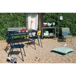 Galette Color Mix Pour Chaise FERMOB Monceau - Bleu Nuit -Fatboy Soldes 2721 coussin galette bleu ambiance 1