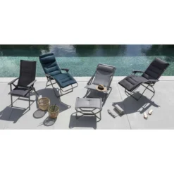 Fauteuil De Jardin Pliant LAFUMA Zen-It BeComfort - Gris Foncé -Fatboy Soldes lfm2831 8902 fauteuil jardin lafuma zen it becomfort ambiance piscine
