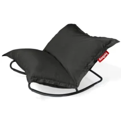 Pack Rocking Chair Rock'n'Roll Noir + Pouf Original Outdoor Gris Orage Fatboy